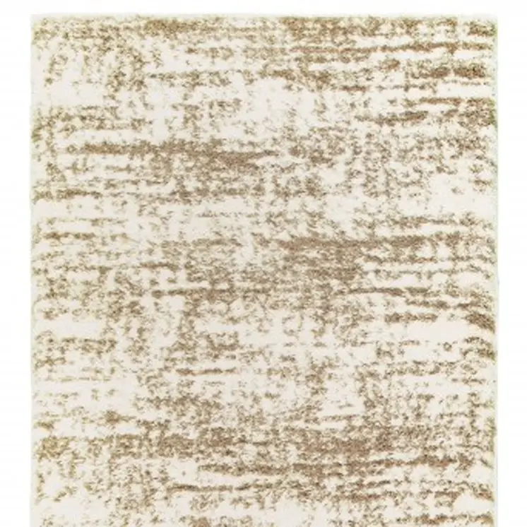 2' X 8' Ivory And Gray Abstract Strokes Runner Rug