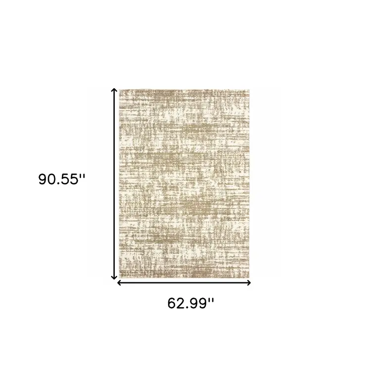 5' X 8' Ivory And Gray Abstract Strokes Area Rug