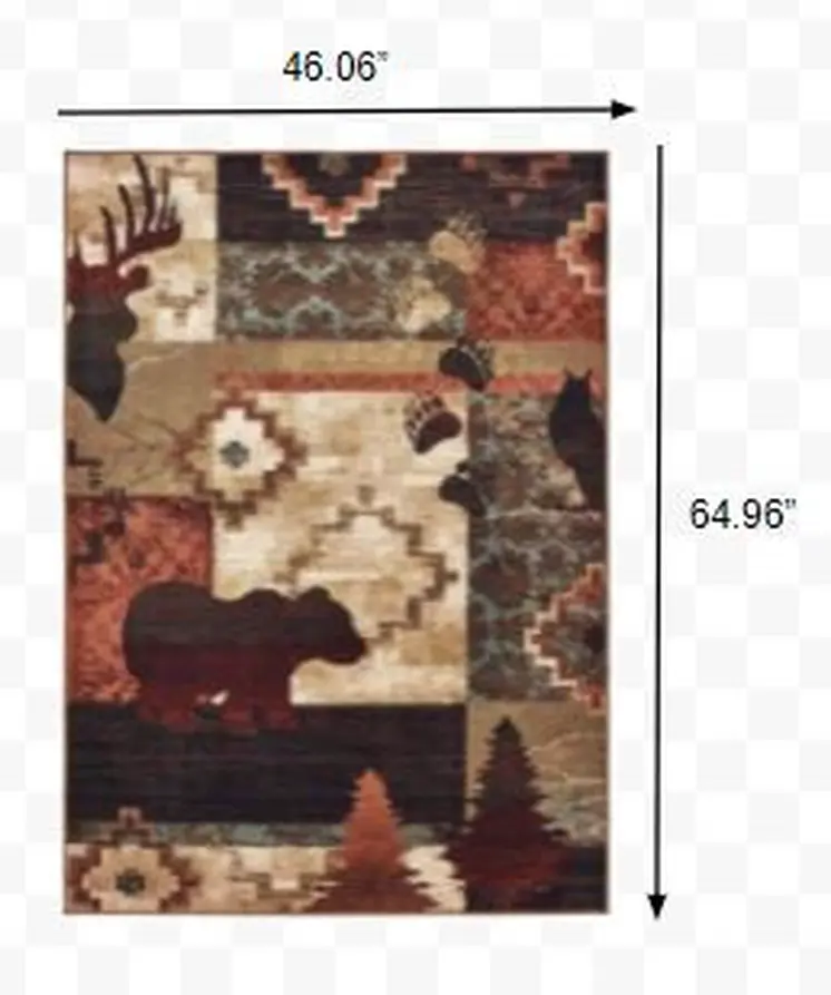 4' X 6' Green and Ivory Power Loom Area Rug
