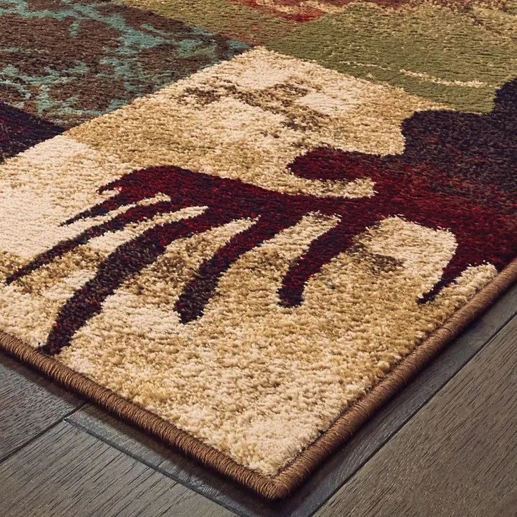 10' X 13' Rustic Brown Animal Lodge Area Rug