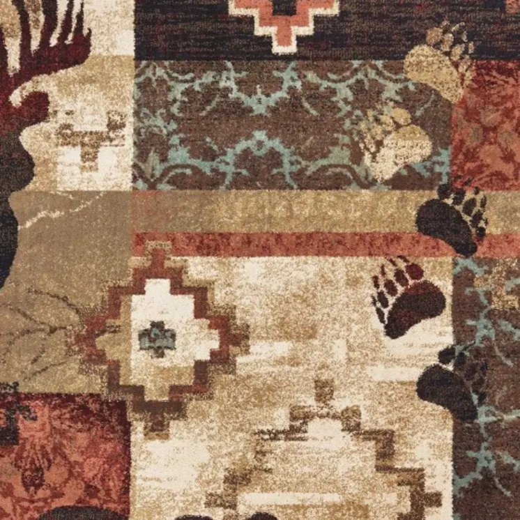 10' X 13' Rustic Brown Animal Lodge Area Rug
