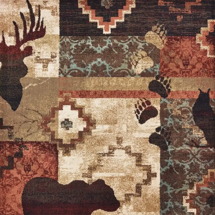 10' X 13' Rustic Brown Animal Lodge Area Rug