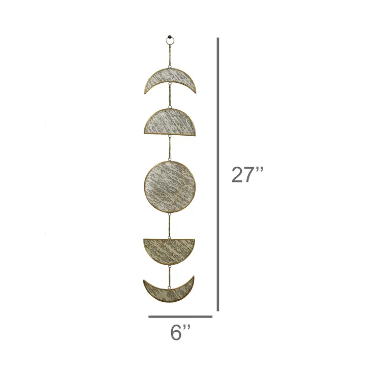 27" X 1" Gray Mirror And Brass Novelty Hanging Tapestry