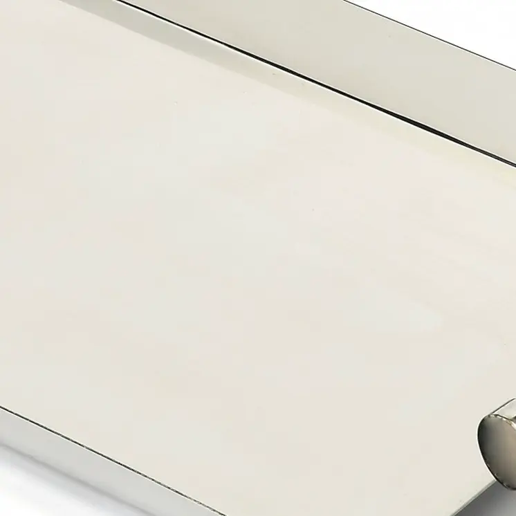 19" Silver Stainless Steel Serving Tray With Horn Handles