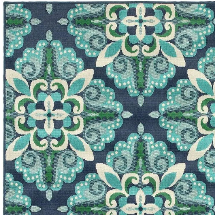 2' X 3' Blue And Green Indoor Outdoor Area Rug