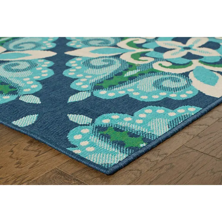 2' X 3' Blue And Green Indoor Outdoor Area Rug