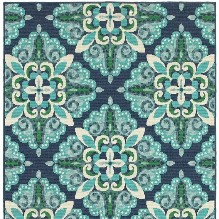 2' X 3' Blue And Green Indoor Outdoor Area Rug