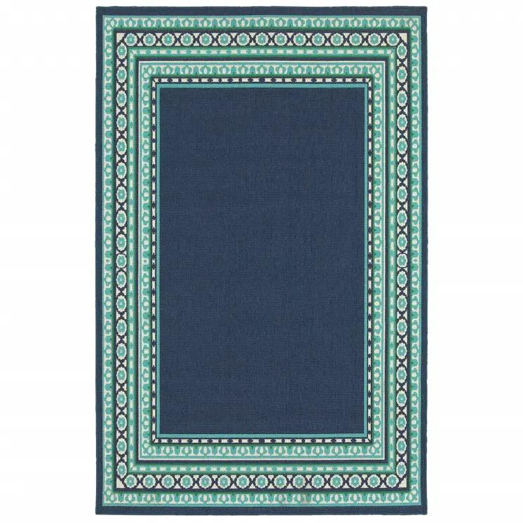 2' X 3' Blue and Green Indoor Outdoor Area Rug