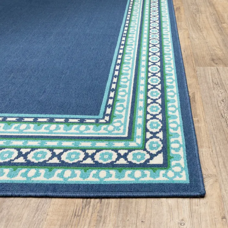 2' X 3' Blue and Green Indoor Outdoor Area Rug