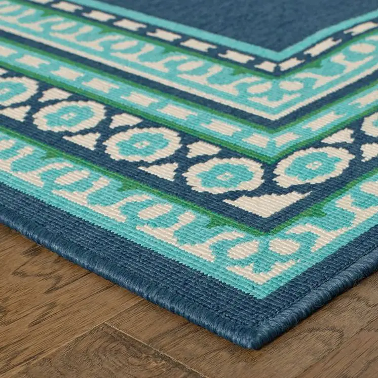 2' X 3' Blue and Green Indoor Outdoor Area Rug