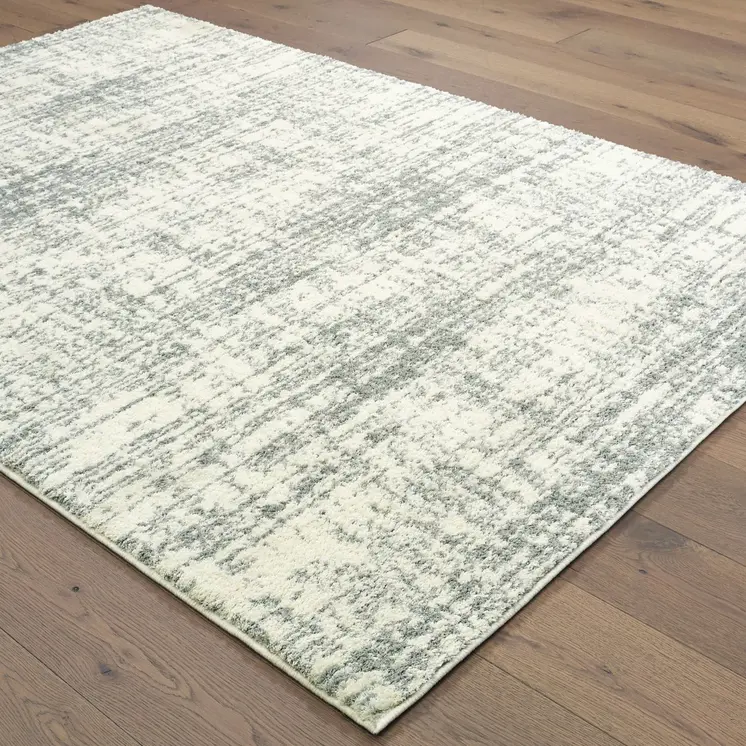 2' X 3' Gray and Ivory Shag Power Loom Area Rug