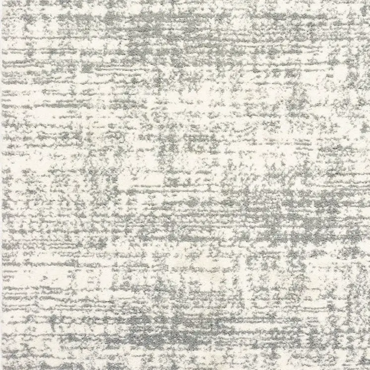 2' X 3' Gray and Ivory Shag Power Loom Area Rug