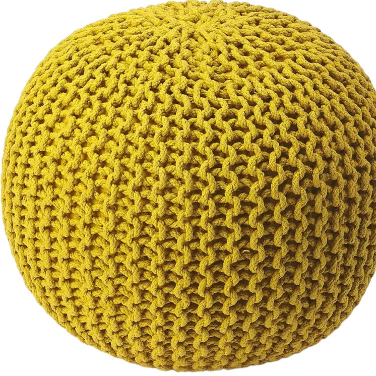 19" Gold Round Pouf Ottoman