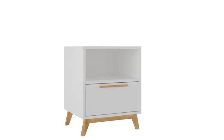Modern White And Natural Flair Night Stand