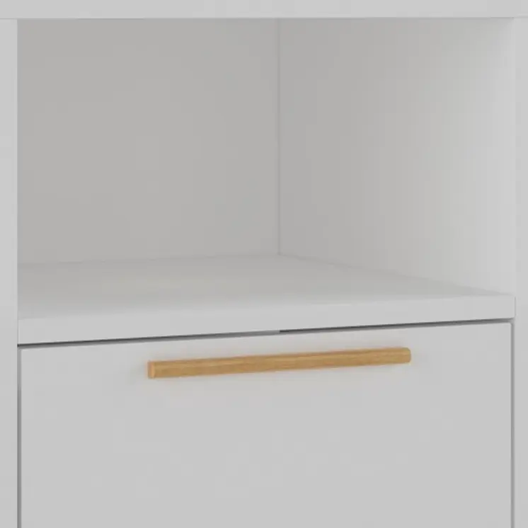 Modern White And Natural Flair Night Stand