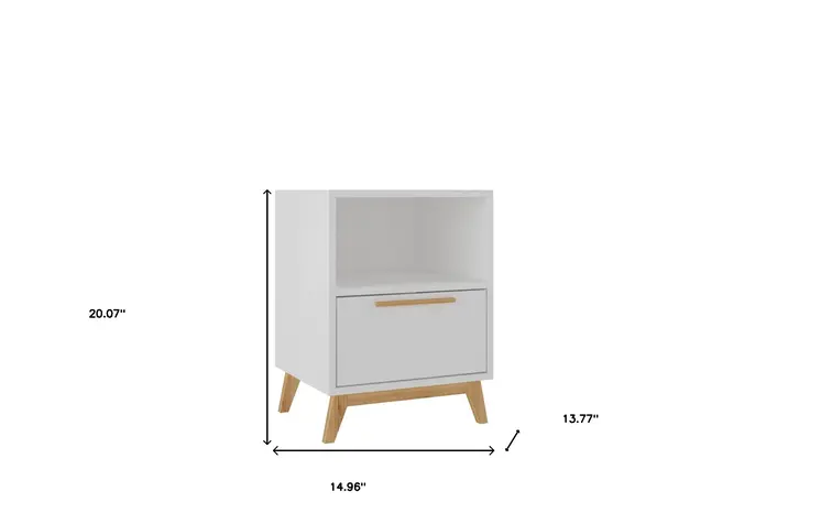 Modern White And Natural Flair Night Stand