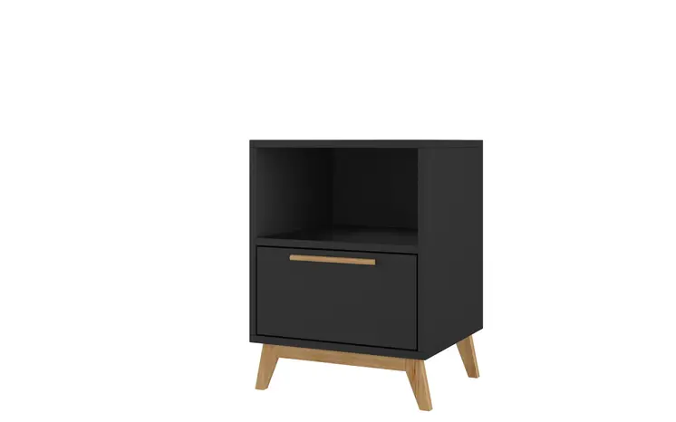 Modern Black And Natural Flair Night Stand