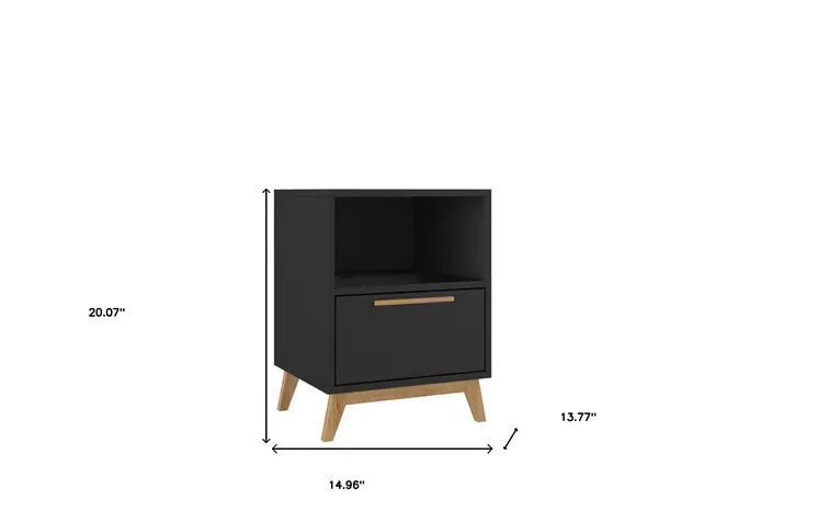 Modern Black And Natural Flair Night Stand