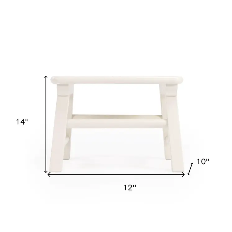 10" White Solid Wood Step Stool