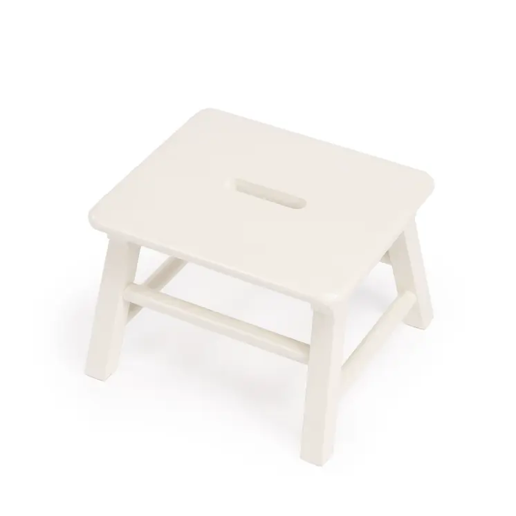 10" White Solid Wood Step Stool