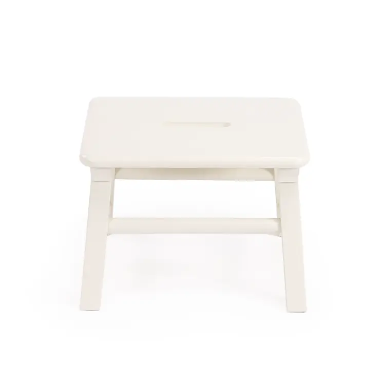 10" White Solid Wood Step Stool