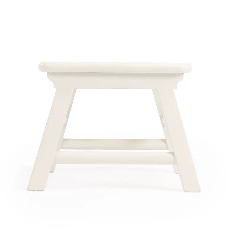 10" White Solid Wood Step Stool