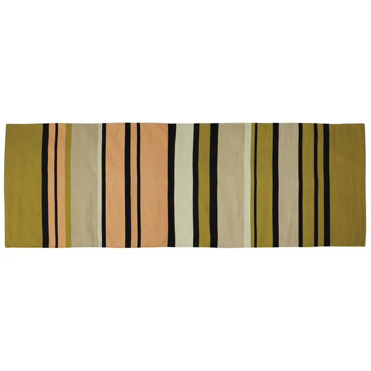 8' Black Tan And White Runner Rug
