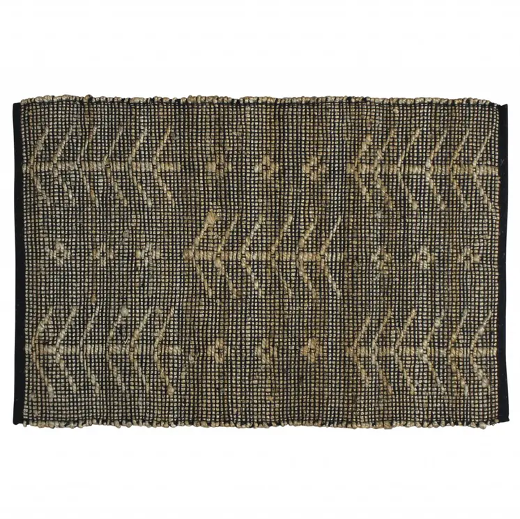 2' X 3' Black Distressed Tribal Scatter Rug
