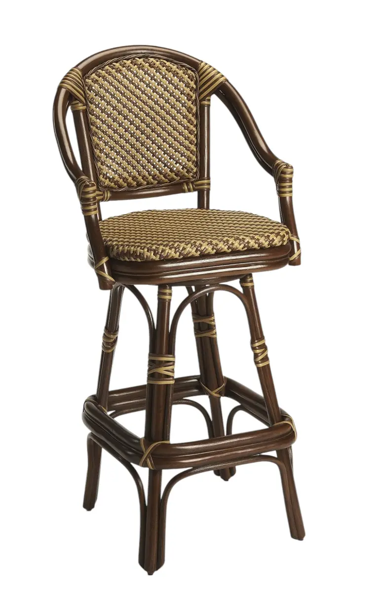 30" Brown Heavy Duty Rattan Bar Chair