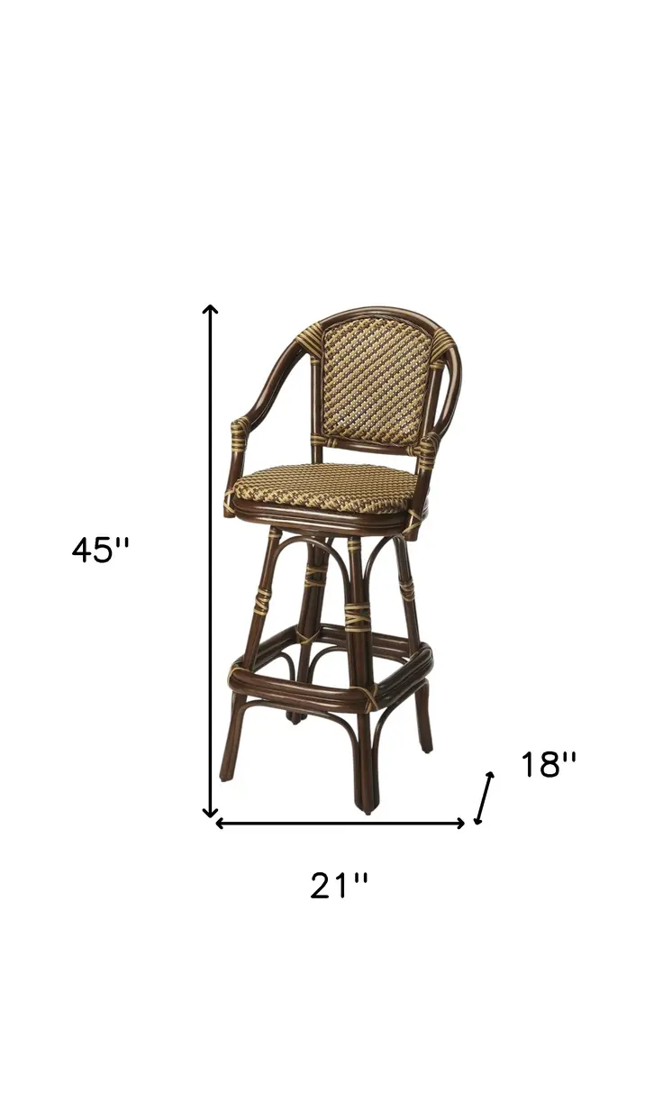 30" Brown Heavy Duty Rattan Bar Chair