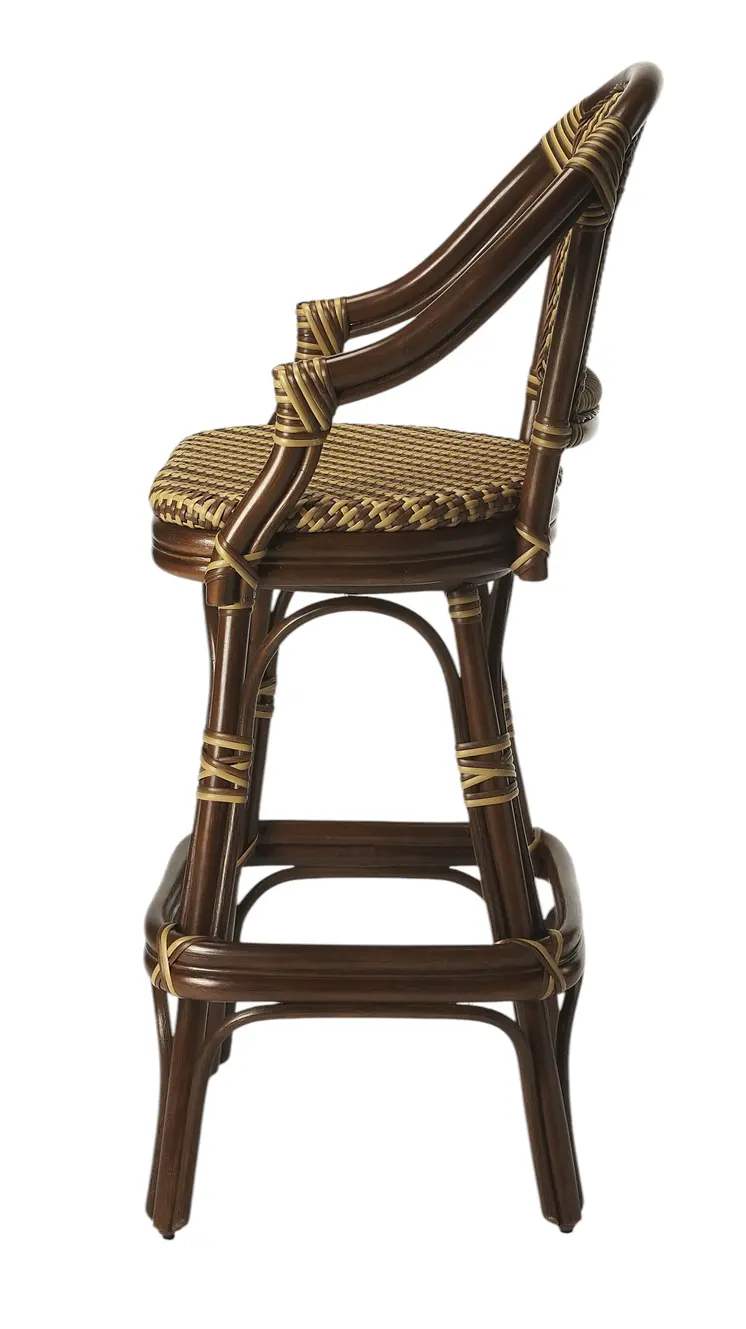 30" Brown Heavy Duty Rattan Bar Chair
