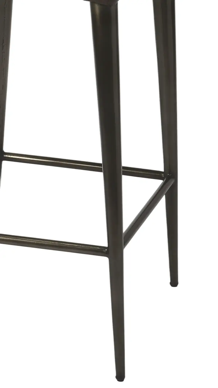 32" Brown and Black Manufactured Wood and Iron Bar Chair