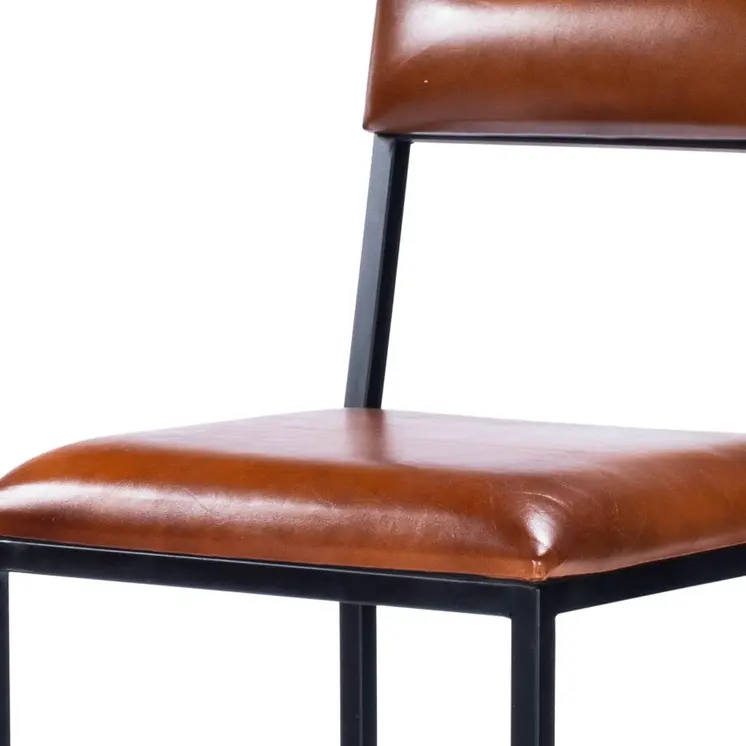 27" Brown and Black Manufactured Wood and Iron Bar Chair