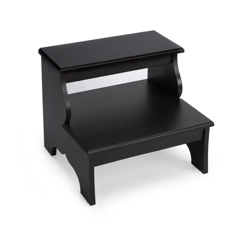 18" Dark Brown Solid and Manufactured Wood Footstool