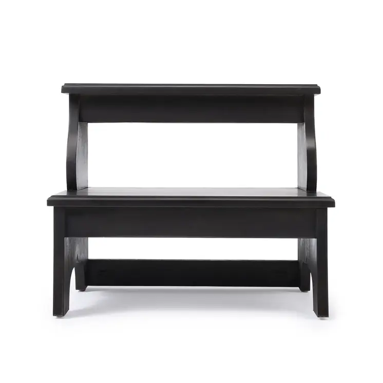 18" Dark Brown Solid and Manufactured Wood Footstool