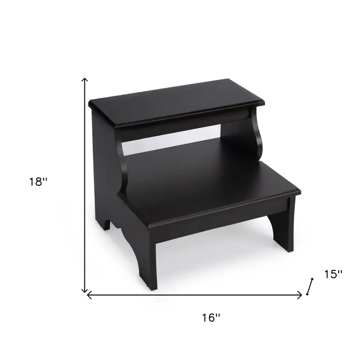 18" Dark Brown Solid and Manufactured Wood Footstool