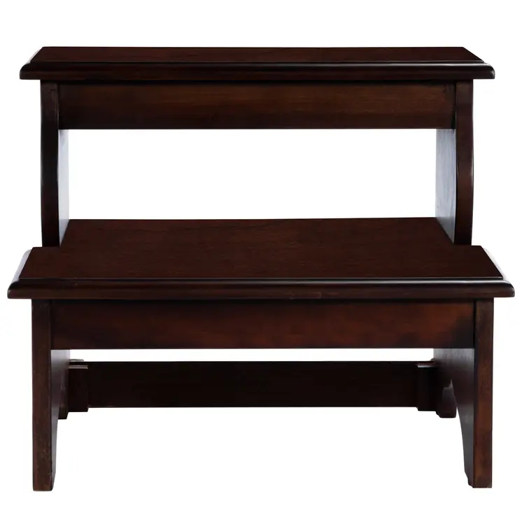 15" Dark Brown Solid Wood and Solid and Manufactured Wood Backless Bar Chair