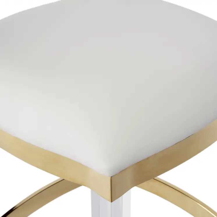 24" White and Clear Stainless Steel and Steel Backless Counter Height Bar Chair