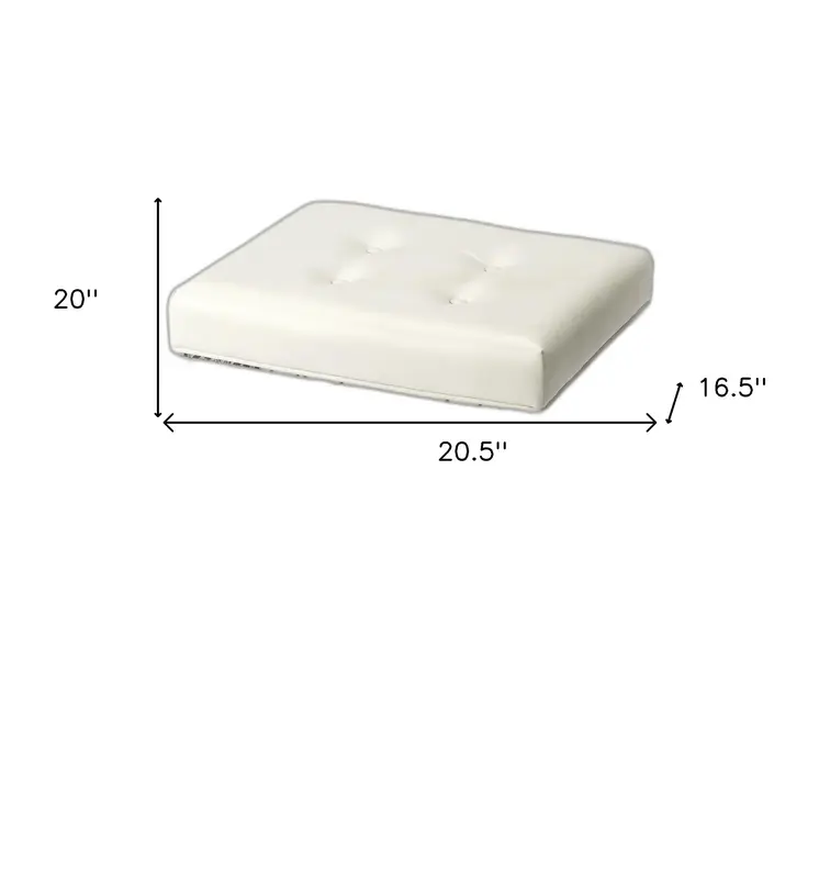 21" White and Clear Faux Leather Tufted Ottoman