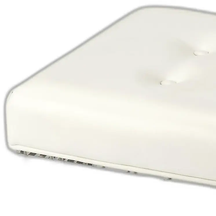21" White and Clear Faux Leather Tufted Ottoman