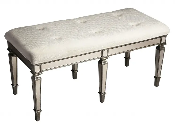 42" Silver Upholstered 100% Cotton Entryway Bench