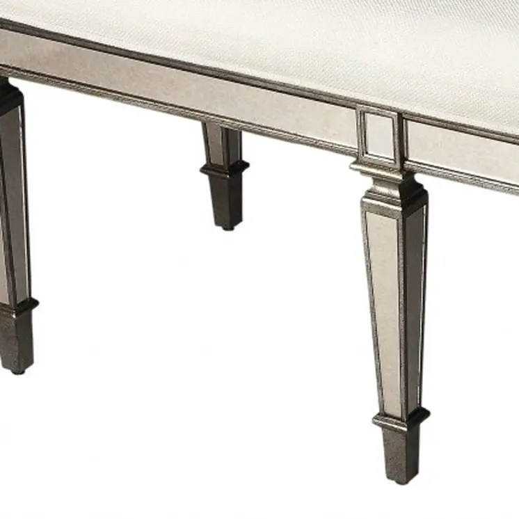 42" Silver Upholstered 100% Cotton Entryway Bench