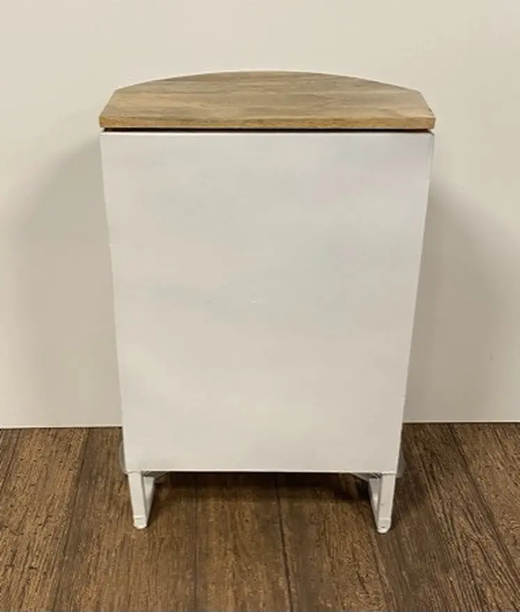 31" White And Wood Brown Solid Wood End Table With Two Shelves