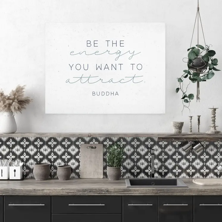 24" X 30" White Be The Energy Hanging Text Wall Decor
