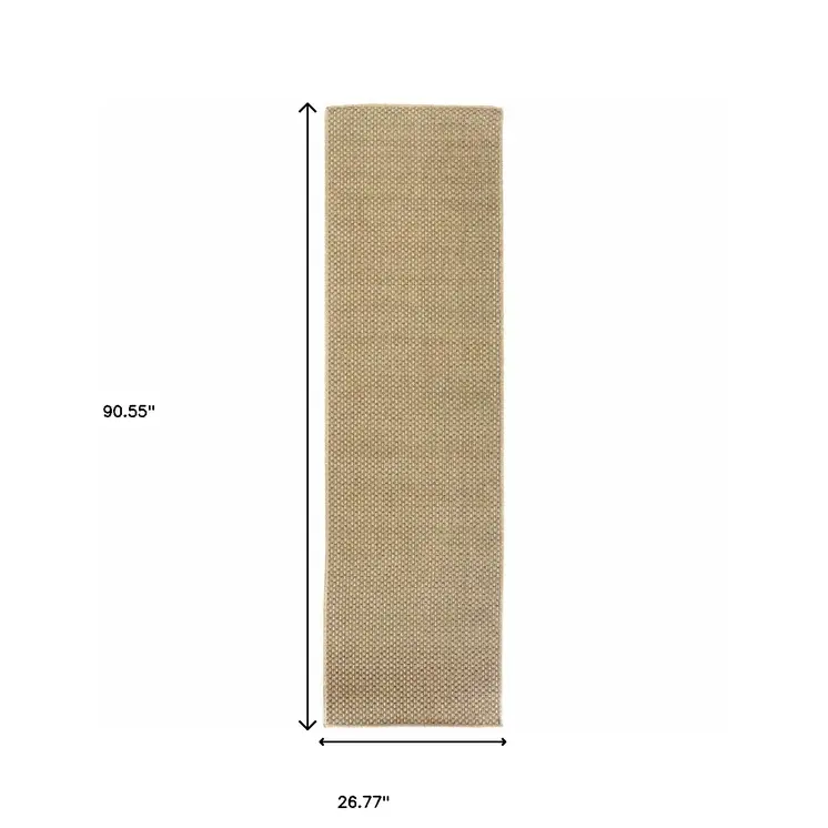 8' Beige Indoor Outdoor Runner Rug