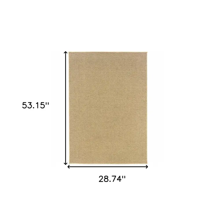 2' X 4' Beige Chevron Indoor Outdoor Area Rug