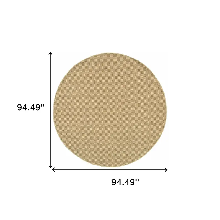 8' X 8' Beige Round Indoor Outdoor Area Rug