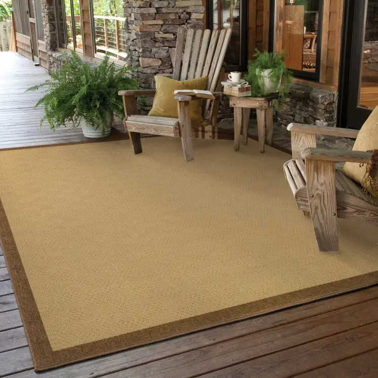7' X 10' Beige Indoor Outdoor Area Rug