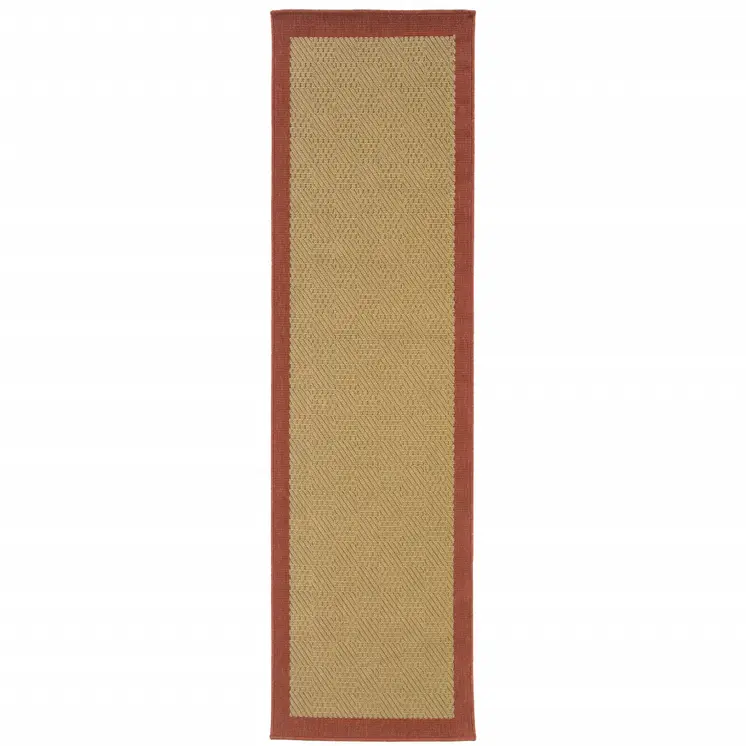 8' Beige Indoor Outdoor Runner Rug