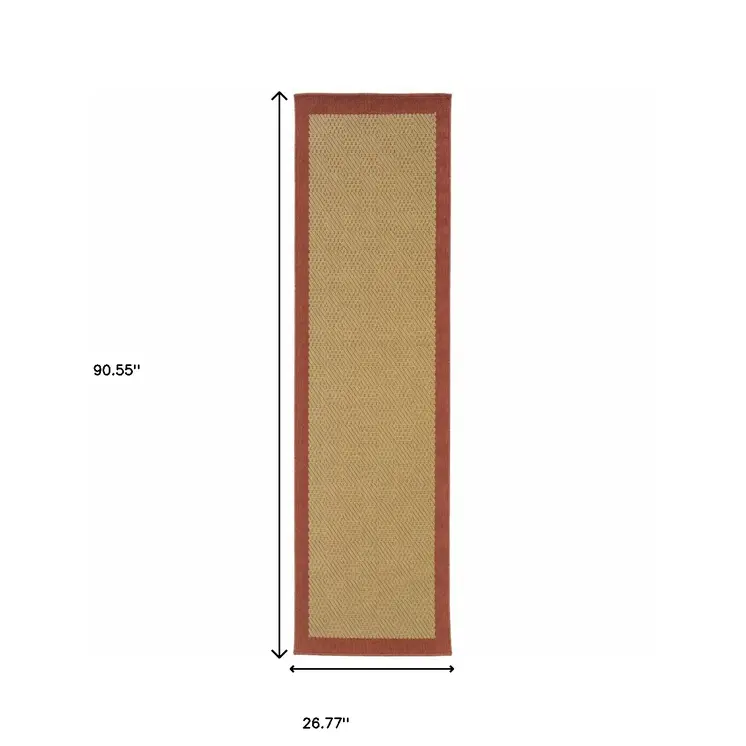 8' Beige Indoor Outdoor Runner Rug